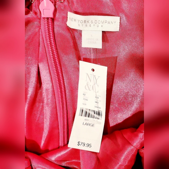 NWT NY&Company Havana Pink Striped Bandage Cocktail Dress Size Large - Picture 12 of 14